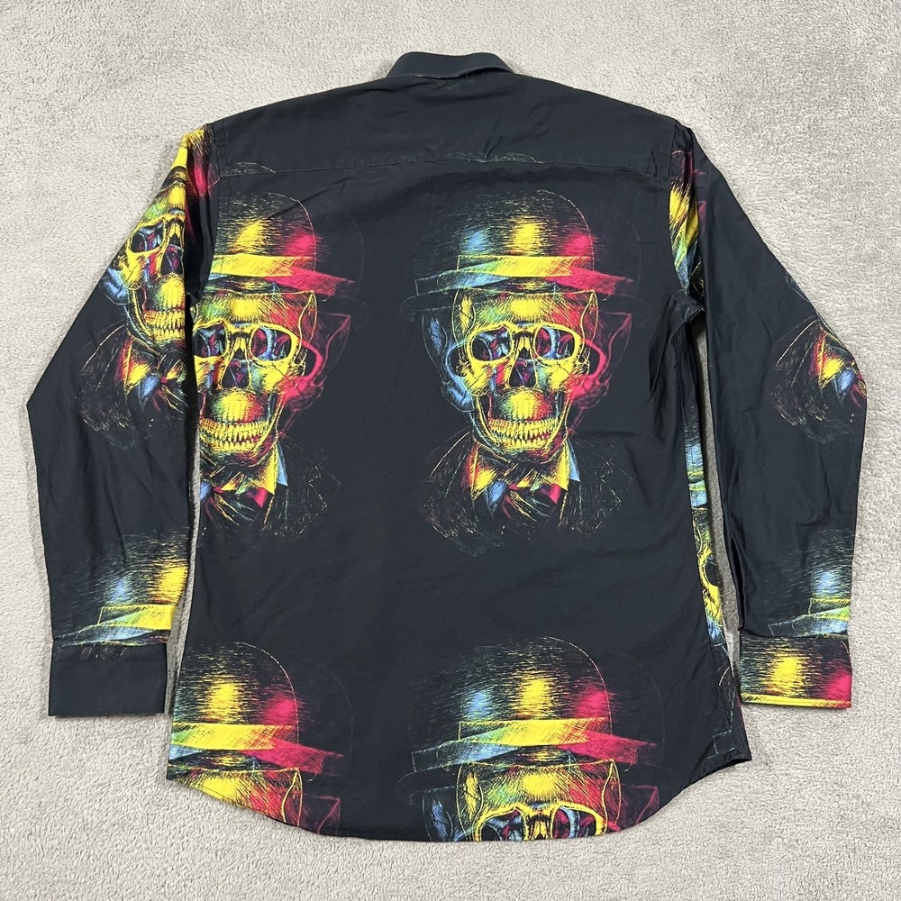 Maceoo Shirt Mens 2/Small Skull Hat Print Button Up Long Sleeve - Picture 9 of 11